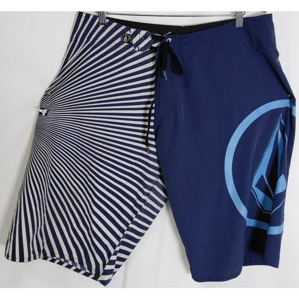 Volcom V2S Striped Cinch Fly Board Shorts Swimwear Men See Measurements